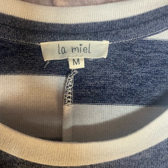 La Miel Navy Striped Dolman sleeve, Top Blue & White striped Oversized size M - Picture 4 of 5